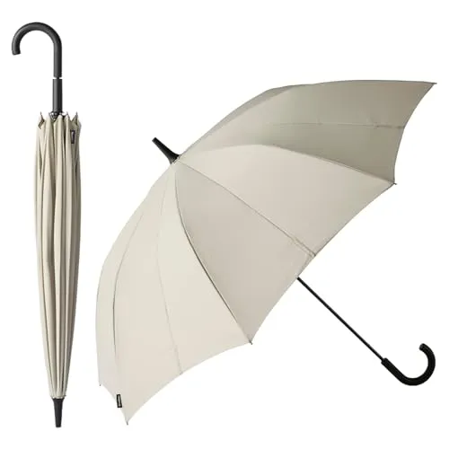 マーナ (marna) Shupatto アンブレラ 軽量化 (とじるだけで生地がまとまる) ボタンレス シュパット 傘 長傘 メンズ レディース (クレイベージュ / 65cm) S511BE