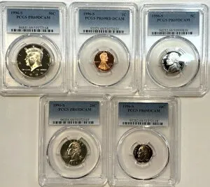 1996-S 5 プルーフ セット 日付 5 コイン 新グレード PCGS PR69 DCAM パーフェクトギフト-