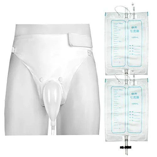 Geiserailie 尿失禁キット 3点セット シリコン器付き 収集尿バッグ付き ポータブル便器 男性用 ウェアラブル 男性尿器システム 男性失禁製品 高齢者用 寝たきり