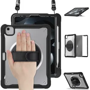 360度 回転 ハンドベルト iPad Air 13インチ 2024 / iPad Pro 12.9 ケース 縦置き 横置き スタンド ショルダーストラップ付き 頑丈 iPadPro12.9インチ 第6 5 4 3世代 タブレット カバーケース 肩掛け 斜め掛