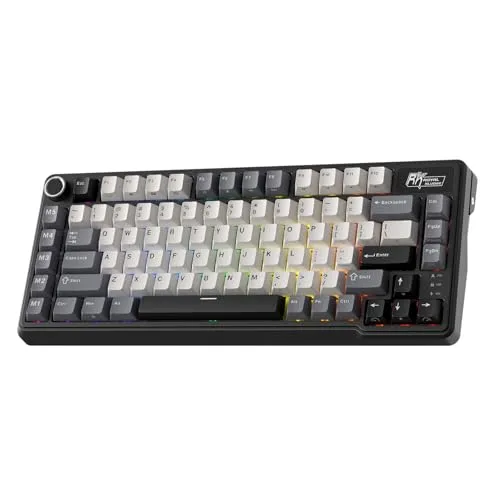RK ROYAL KLUDGE L75 メカニカルキーボード、ガスケットアセンブリ、ボタン/マクロキー、タッチ可能ネームプレート、トライモードBT/2.4G/USB-C 75% TKLワイヤレスキーボード、ホットスワップ対応、8000mAhバッテリー、プロ