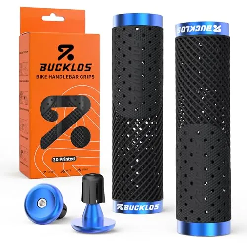 BUCKLOS GR800 3Dプリントロックオンバイクハンドルバーグリップ - マウンテンバイク MTB 人間工学滑り止めハンドルグリップ-ブルー