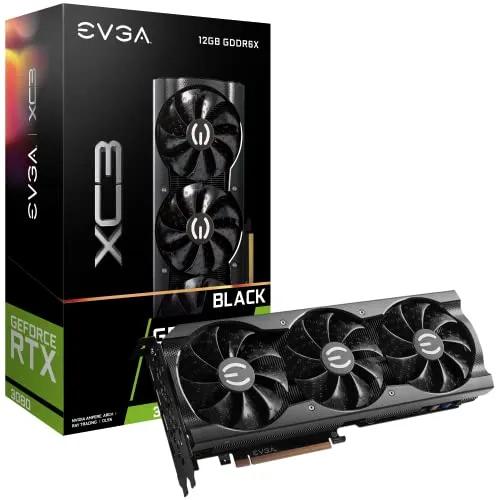 EVGA GeForce RTX 3080 12GB XC3 ブラック ゲーミング 12G-P5-4861-KL 12GB GDDR6X iCX3 冷却 ARGB LED LHR。