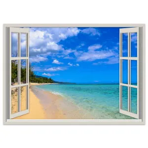 選べるサイズ！窓仕様ポステッカー ウォールステッカー シール式ステッカー 飾り A0 A1 A2 A3 A4 A5 B0 B1 B2 B3 B4 B5 写真 フォト 壁 インテリア おしゃれ 剥がせる wall sticker poster 春 風景 海 島 03