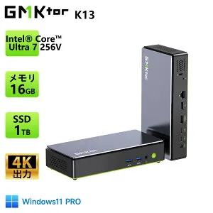 【クーポンで105,599円~】GMKtec K13 ミニpc【Intel Core Ultra 7 256V】8コア/8スレッド 4.8GHz 115TOPS mini pc Windows11 Pro 4K対応 HD 3画面 5GLAN *2 Bluetooth 5.2 Nucbox みにpc 高性能 省エネ AIPC 企業 学習向け プロ用 業