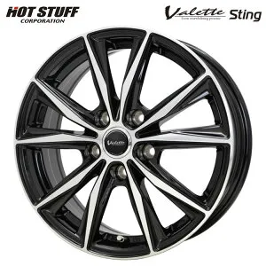 15インチ 5H114.3 6J 6J+53 5穴 ヴァレット スティング ホイール (1本/2本/4本) ブラックポリッシュ HOT STUFF Valette Sting 送料無料 ホットスタッフ