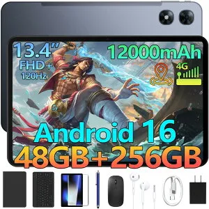 【限定10000円オフ 6部品付属】Aorlym P13PRO Android16 13インチ 大画面 タブレット Gemini AI機能 SIMフリー 8コア CPU 48GB RAM+256GB ROM+2TB拡張可 FHD+解像度120Hz高リフレッシュ 12000mAh大容量バッテリー Widevine