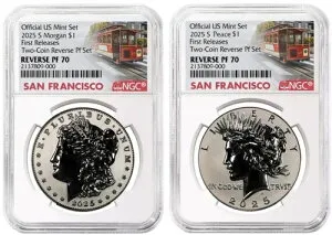 2025 S モーガン＆ピース シルバードル 1ドル リバース PR NGC PF70 ファーストリリース#854