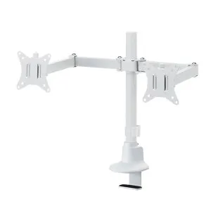 サンワサプライ モニターアーム(デュアル・ロングアーム・薄型ショートクランプ・ホワイト) CR-LAC216W