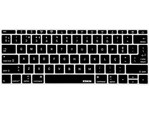 XSKNポルトガルブラックシリカゲルキーボードスキンカバー と互換性がある浅鍵MacBook Pro 13.3インチ（2016年A 1708リリース、タッチバーなし）MacBook 12インチ（2015年A 1534リリース）、米国-EU版