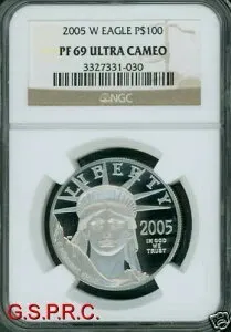 2005-W 100ドル 自由の女神像 プラチナイーグル 1オンス NGC PR69 プルーフ PF69