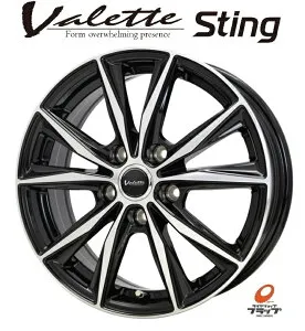 送料無料 4本セット ホイールのみ ホットスタッフ ヴァレット スティング Valette Sting ブラックポリッシュ 16インチ 6J インセット+40 5穴 PCD114.3 JWL 90系ノア 90系ヴォクシー 60系プリウス C28セレ