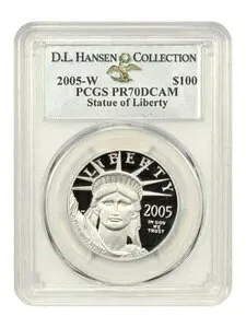 2005-W プラチナイーグル $100 PCGS プルーフ 70 DCAM ex: D.L. ハンセン