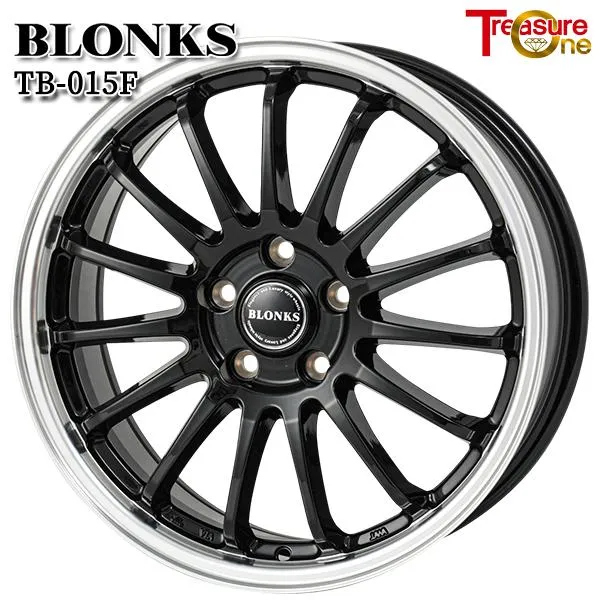 90ノア等 トレジャーワン ブロンクス TB-015F 16インチ 6.5J 5H114.3 +38 BK/RP アルミホイール単品 4本（1台分） 送料無料