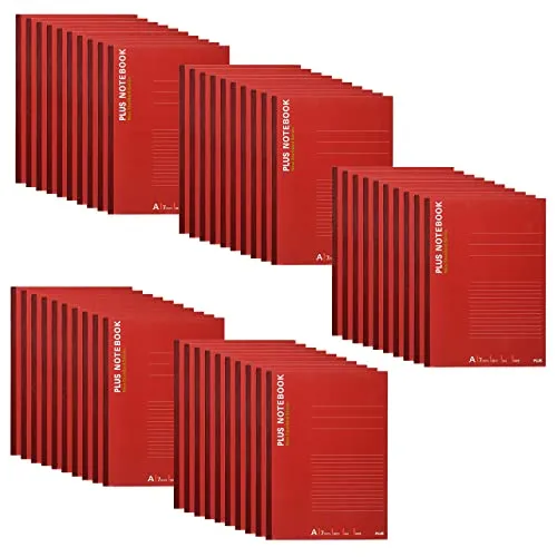 PLUS ノート A4 (1号) レッド 50冊 NO-204AS 76-713 ×50 A4・40枚・A罫(7mm幅)