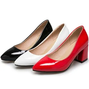 大きいサイズ 小さいサイズ 30cm 29.5cm 29cm 28.5cm 28cm 27.5cm 27cm 26.5cm 26cm 25.5cm 25cm 24.5cm 24cm 23.5cm 23cm 22.5cm 22cm 21.5cm 21cm 20.5cm 20cm 19.5cm チャンキーヒール ポインテッドトゥ とんがり エナメル パンプ