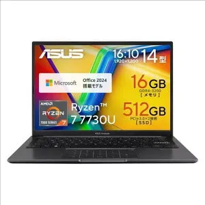 ★ASUS M1405YA-R7YAWS[14型 |WUXGA |Ryzen 7 | 16GB | 512GB | Windows 11 Home | Office H&B | インディーブラック]【送料無料】
