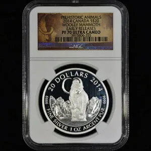 2014 1オンス プルーフ シルバー コイン ? NGC PF-70 ? カナダ ケナガマンモス ER 9999?信頼済み?