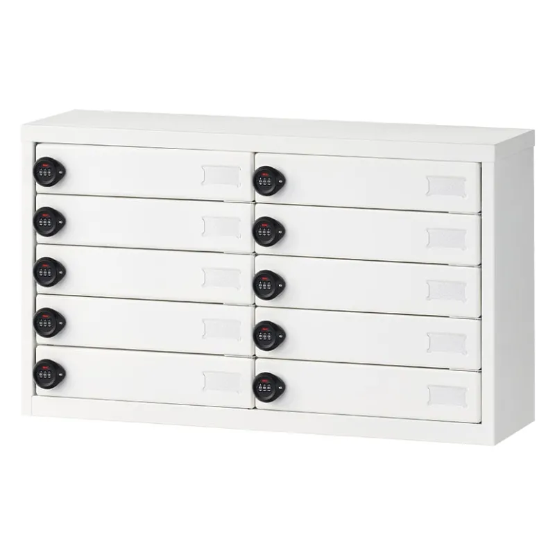 小物ロッカー 貴重品ロッカー 10人用 ダイヤル錠 幅766×奥行240×高さ447mm 滑り止めクッション付き マグネット対応 パーソナルロッカー スチールロッカー オフィスロッカー 収納