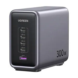 【エントリーで最大全額ポイント還元｜5/6まで】 UGREEN｜ユーグリーン UGREEN Nexode 卓上急速充電器 300W GaN 4C1A 5ポート 15853B グレー UGR-OT-000007 [USB Power Delivery対応 /5ポート /GaN(窒化ガリウム) 採用