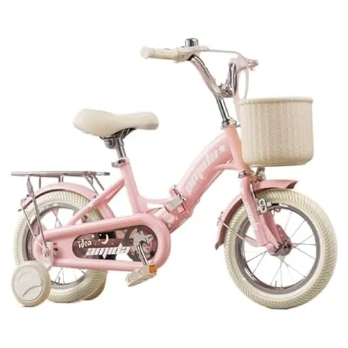 自転車 子供 幼児用自転車 12/14/16/18インチ 2～14歳向け子供 高さ調整可能 補助輪 カゴ付き ハンドブレーキ付き組立簡単 2～10歳の女の子と男の子向け 誕生日プレゼント (ピンク, 14インチ) [並行輸入品]