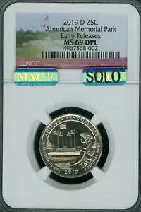2019 D アメリカン メモリアル クォーター NGC MS69 DPL MAC SOLO FINEST MAC SPOTLESS *