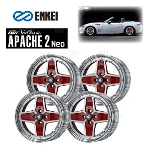 ENKEI エンケイ APACHE2 Neo (ハイディスク/マシニングレッド) 9.0J x 17インチ +3 PCD100 4穴 4本セット (APA2NEO-H-D047-R-4S