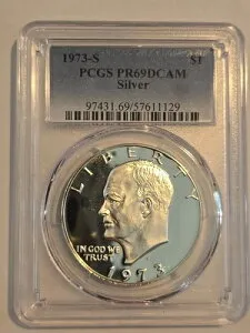 1973-S 1ドル シルバー プルーフ アイク・アイゼンハワー ドル PCGS PR69 DCAM