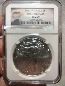 2012 (W) $1 アメリカン シルバー イーグル NGC MS-69 初リリース!!! 美しいコイン!!