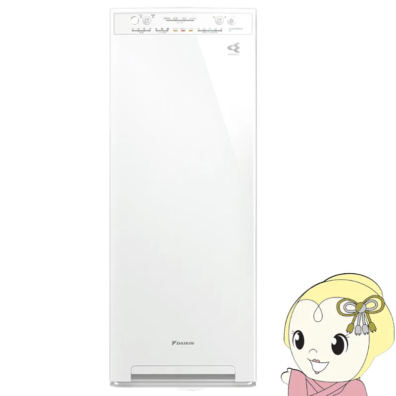 加湿ストリーマ空気清浄機 ダイキン スリムタワー リモコン付 ACK555A-W ホワイト 10年間フィルター交換不要 除菌 脱臭 花粉 省スペース おしゃれ/srm