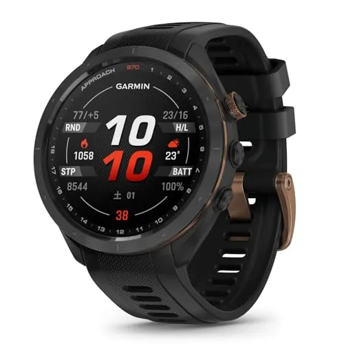 ガーミン(GARMIN) Approach S70 47mm Black Bronze Edition AMOLED(有機EL)ディスプレイ搭載 ゴルフウォッチ GPSマップ Suica対応 バーチャルキャディ 010-02746-71 【日本正規品】