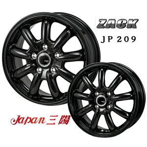 N-BOX N-WGN タント ウェイク ワゴンR ラパン ハスラー14×4.5J インセット +45 4H-100 14インチ ザックジャパン三陽 ZACK JP 209 グロス ブラック 黒新品 ホイール 4本セット かわいい おしゃれ 人気