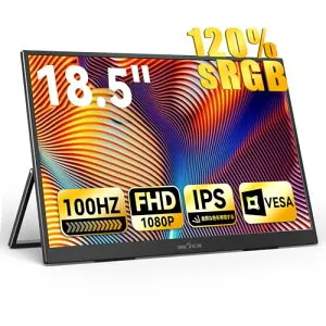 モバイルモニター 18.5インチ 120%sRGB 100Hz 1920x1080 FHD ゲーミングモニター IPS液晶パネル 非光沢 VESA対応 HDRモード FreeSync対応 ブルーライト機能 Type-C/標準HDMI/ 壁掛けに対応 内蔵スピーカー 薄型