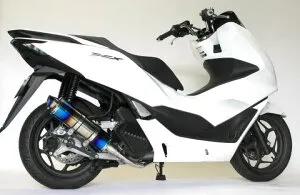 【国内メーカー HMS製】ホンダ PCX125 PCX160 （2BJ-JK05 8BJ-JK05 2BK-KF47 8BJ-KF47) S346 ステンレス マフラー ブルー グラデーション サイレンサー 特殊表面処理 バイク カスタム パーツ 2021年～対応 PCX JK0