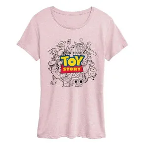 ディズニー ピクサー レディース トップス Tシャツ グラフィック Women's Disney / Pixar's Toy Story Group Collage Graphic Tee Heather Pink ヘザー