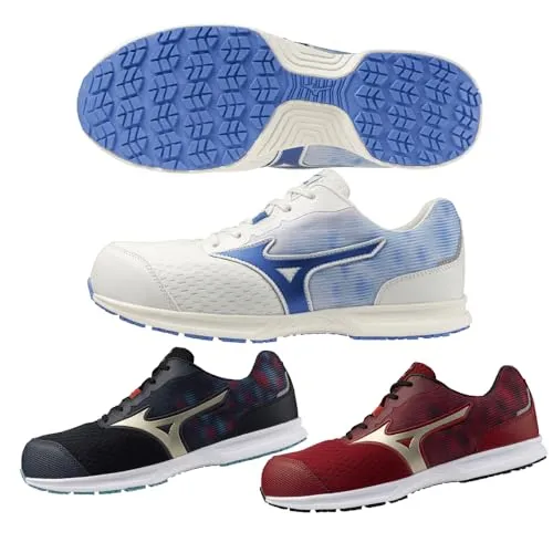 [ミズノ] 安全靴 ワークシューズ オールマイティLL 11L 史上最軽量 Lソール 紐 f1ga2502(14) ディープネイビー×ゴールド 27.0cm SOLVステッカー付き