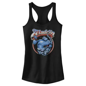 ディズニー レディース トップス Tシャツ Disney's Aladdin Genie Appearing Juniors' Racerback Tank Top Black ブラック