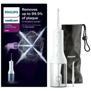 フィリップス Sonicare コードレスパワーフロッサー 3000 口腔洗浄器 クワッドストリーム技術とパルス波 ホワイト HX3826/31