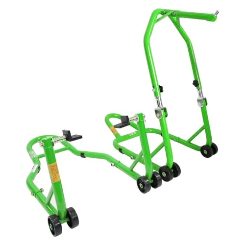 ツールズアイランド(Toolsisland) バイクスタンド メンテナンススタンド フロント＆リア 取扱説明書付 (グリーン, フロント高さ調整式＆リアL型セット) 51603-1GL