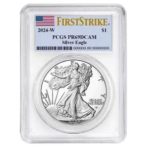 2024-W プルーフ $1 アメリカン シルバー イーグル PCGS PR69DCAM FS フラッグラベル ホワイトフレーム