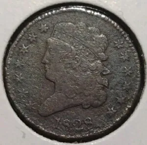 1828年製クラシックヘッド13スター1/2セント 若干の腐食エラーあり？追跡付き送料無料(2681)