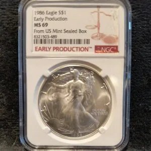 1986年 アメリカン シルバー イーグル NGC MS69 初期生産 希少