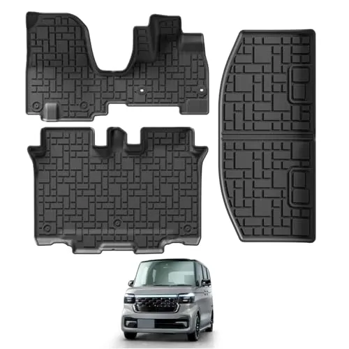 LUCKEASY ホンダ 新型 エヌボックス N-BOX JF5 JF6 専用 フロアマット+ラゲッジマット 3D立体トランクマット (NBOX JF5/JF6 2023年10月～現行) カーマット 立体タイプ 立体構造 Nボックス ラゲッジトレイ TPE