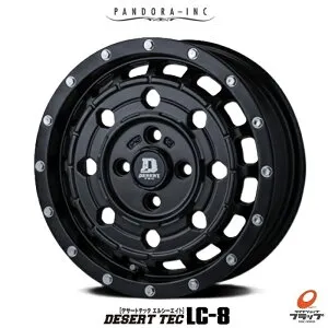 送料無料 4本セット パンドラ DESERT TEC デザートテック LC-8 マットブラック 14インチ 5J インセット+35 4穴 PCD100 JWL-T PANDORA DESERT TEC ホイールのみ4本 コンパクトカー プロボックス サクシード