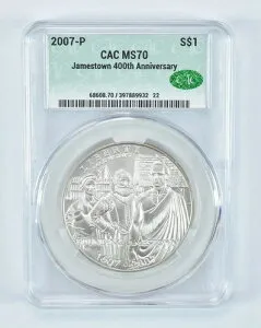 2007-P ジェームズタウン記念銀貨 MS70 CAC