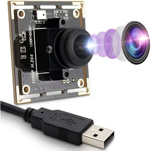 ELP USB カメラ 2MP ウェブカメラ 1080P 180 度魚眼レンズ USB カメラモジュール コンピュータビデオ会議用 H.264 フォーマット 0.01Lux 低照度 USB ウェブカメラ プラグアンドプレイ コンピュータ、Linux