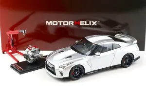 モーターヘリックス 1/18 日産 GT-R/R35 50周年記念 アルティメイトメタルシルバー エンジン ダイキャスト付 開閉Motorhelix 1:18 Nissan GT-R/R35 50th Anniversary Ultimate metal silver+engine Diecast