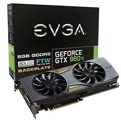 EVGA GeForce GTX 980 Ti 6GB FTW GAMING ACX 2.0+, Whisper Silent Cooling w/Free Installed Backplate Graphics Card 06G-P4-4996-KR
