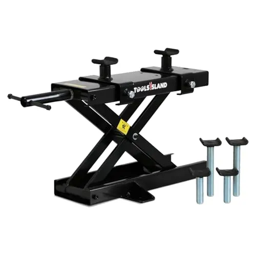 ツールズアイランド(Toolsisland) バイクジャッキ バイクリフト バイクスタンド モーターサイクルジャッキ 耐荷重500kg 専用ハンドル 22mmソケット付き (ブラック, アダプター(ショート/ミドル/ロング)) TD7014-1B