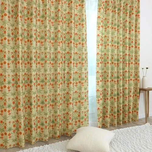 [カエイレース] ドレープ カーテン 2枚組【日本製 144サイズ】ウィリアムモリス 【 Daisy デイジー 】遮光3級(遮光率99.40%以上99.80%未満) 防炎機能 遮熱 断熱 保温 目隠し【幅100ｃｍ×丈125ｃｍ 】